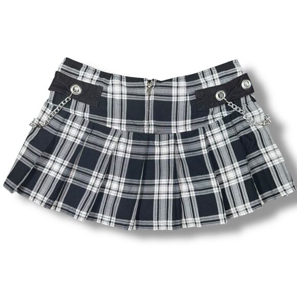 Vintage Tripp NYC Skirt Large White Black Plaid Mini Tutu Goth Emo Punk Alt Y2K - Picture 2 of 7